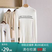 Promotion price 49 9 shellfish series half turtleneck wool sweater bottoming shirt brand discount womens clothing 21 spring new