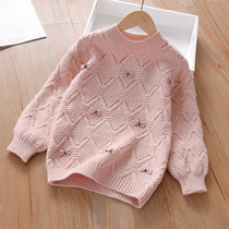 Girl knit sweater jacket Head 2022 Spring and autumn New Yangqi Spring paragraph Childrens baby girl Spring dress thin section