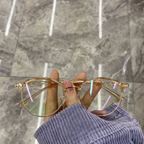 Little red book with super light glasses female round face transparent frame flat lens Net red plain glasses frame can be equipped with myopia