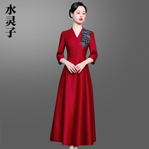 Mother Wedding Gown Dress Lady Banquets Air Quality Light Lavish Crowns High-end Happy Mother-in-law Wedding Party Dress Qipao Style Dress