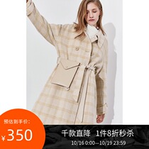 Lily New temperament plaid wool double-sided running bag lace double-breasted wool jacket women 1950