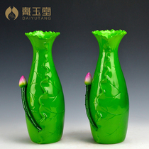 Dai Yutang ceramic vase for Buddha vase Buddha before Buddha equipment supplies for home Lotus Leaf Vase a pair of Chinese style