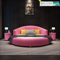 Large round bed double bed wedding bed hotel fabric bed theme hotel soft bed simple modern princess bedroom 1 8 meters 2 2