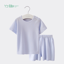Bamboo fun Baby Home Clothes Set Short Sleeve Summer Thin Baby Bamboo Fiber Air Conditioning Clothing Pajamas Boys and Girls