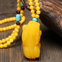 Honey Wax Pendant Natural Amber Chicken Oil Yellow Raw Mineral leopard Free Water Drop for men and women Blood Perps Necklaces
