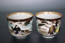 Japanese ceramic tea props Old Kaga Kutani ware hand-painted tea bowl 2