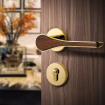 Golden door lock indoor room door lock bedroom household universal lock wood grain door handle silent split door lock