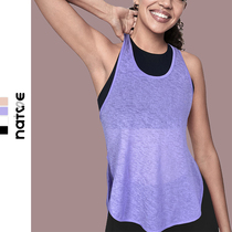 Outside wearing long style sports vest woman running loose fitness little vest gym jacket yoga speed dry vest Summer thin