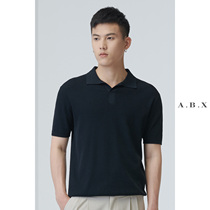 Summer slim mercerized long suede cotton knit POLO shirt male loose casual short sleeve TEE men black pure cotton T-shirt