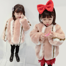 Girls' winter cotton coat fur coat 2020 new children's clothing high faux fox fur cotton padded jacket women size 80