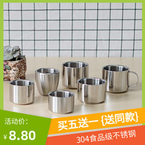 Buy five get one free Foreign trade double stainless steel 304 small coffee cup Heat insulation water cup Kung Fu tea cup small defect