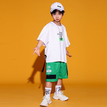 Street dance childrens tide suit suit boys summer children hip-hop loose T-shirt cool hiphop girl costume