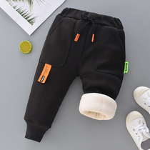 Childrens cotton trousers for men and women childrens trousers casual pants and velvet thickened baby warm trousers winter clothes tide
