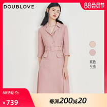 Romantic tooling style DOUBLOVE Beiai shirt style elegant dress waist hanging style Feel smooth