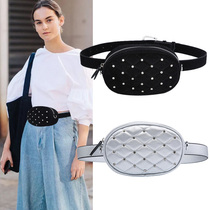 Lingge belt waist bag female small fragrance new tide ins slung chest bag rivet chain single shoulder slung small bag