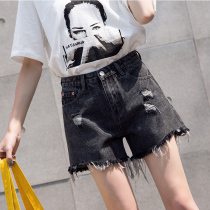 Large size shorts female new fat sister broken hole jeans loose thin wide leg pants high waist Korean fat mm hot pants