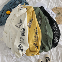 Spring Korean students Joker tooling jacket women bf loose retro Hong Kong flavor couple jeans jacket ins tide