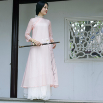 Tea clothing women improved Tang clothing Zen clothing Chinese women's tea artist clothing Chinese style super fairy cheongsam dress summer