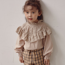 Childrens clothing shirt girls shirt long sleeve autumn and winter thin ruffles Korean version of foreign style Joker childrens cotton fashion tide