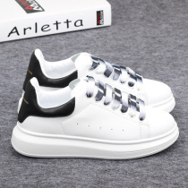 Thick Bottom Small White Shoes Men Genuine Leather 2022 New Korean Version 100 Hitch Summer Couple Shoes Mens Fans Color Inner Heightening Board Shoes Men