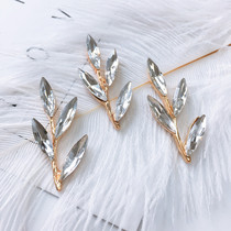Rhinestone small leaf alloy accessories electroplating gold jewelry DIY hair accessories mobile phone bag material clothing accessories