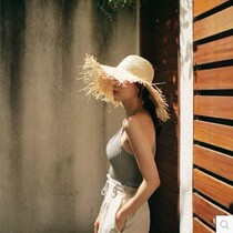 Womens beach big along sunbonnet Maldivian Holiday Grass hat woman out for a large brim hat seaside sunhat straw hat woman