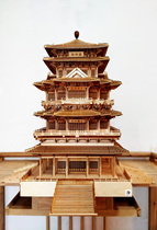 Ancient construction mortise tenon structure diy pine wood assembly model 1 to 100 Jiaxing smoke rain building craft gift ornaments