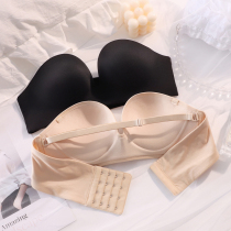 Seamless rimless gathered bandeau bra strapless underwear invisible non-slip small chest big chest one-word collar womens summer