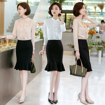 Professional suit female spring and autumn suit with shirt self-cultivation socialite style goddess front desk overalls