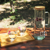 Large capacity heat-resistant and high temperature resistant glass bamboo lid cold kettle cool kettle cool cup kettle small water cup teapot set