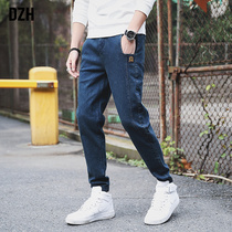 Good casual pants autumn mens pants 2021 New Tide jeans mens fashion brand Slim small feet trousers mens tie pants