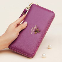 Real Leather Women Wallet Long ZIPPER MONEY CLIP MONEY CLIP BULL LEATHER SILVER BAG LARGE CAPACITY HAND BAG MONEY BAG MOBILE PHONE FORESKIN CLIP