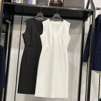 MRMW2021 summer new V-neck sleeveless solid color dress female OL temperament waist slim one step skirt A- line dress