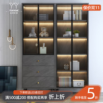 Light luxury bookcase living room with glass door floor-to-ceiling bookcase combination locker children Students storage solid wood storage rack