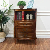 American solid wood three-way cabinet bedroom locker storage cabinet living room porch storage cabinet retro solid wood bucket cabinet