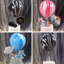 Creative childrens birthday cake decoration colored balloon agate color balloon ribbon balloon ribbon balloon cake decoration plug-in
