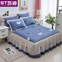 Korean thick quilted chuang qun shi single bed covers three sets of four seasons mattress anti-skid sleeve dust cover mattress cover