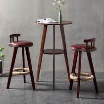 Solid Wood Bar Terrace Small Round Table Home Leisure Brief About Small Bar Table Table And Chairs Combine Nordic High Foot Stool