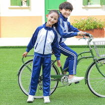 Primary school uniform spring and autumn clothing First grade childrens sportswear blue two-bar trousers cotton middle school class uniform