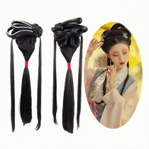 Rear area wig Ancient Clothing Rear Brain Spoon Hair ladle Lazy Man Integrated ancient windy Han clothes Ming Natural Styling High Temperature Silk Hair