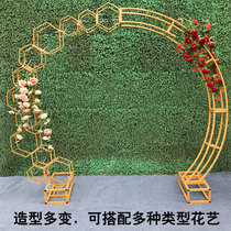 New wedding props Truss arch background decoration cherry blossom Truss iron gate shelf Geometric arch special-shaped shelf