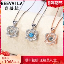 Heart-shaped necklace female platinum sterling silver 2022 niche design sense rose gold 18k clavicle chain birthday gift