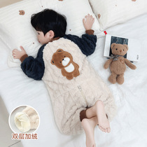Boys pyjamas flannel autumn winter plus baby sleeping baby conjunction coral weed children in winter conjunction clothes