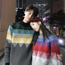 Couple wear autumn and winter 2021 new pullover sweater men vintage Joker same color bf knitwear pre-sale 30 days