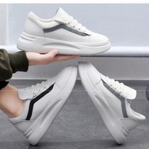 Customized new spring and autumn long legs high and low feet leather single heightened stealth replenishment leisure small white womens shoes