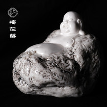 Plum blossom Chen Yihui is really happy Maitreya Buddha ceramic statue white porcelain home living room craft ornaments