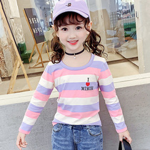 Girls long-sleeved T-shirt spring and summer Childrens spring clothes Girls  top Childrens base shirt Summer thin cotton