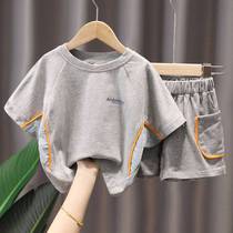 Childrens clothing boys summer suit loose cotton 2020 new foreign style children summer baby short sleeve two-piece tide