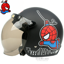 Taiwan EVO Spider-Man Frosted Black Harei Electric Motorcycle Helmet Safety Helmet Retro male and female warm winter