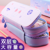 Online Red Same-style Pen Pouch Double Large Capacity Pencil Case Women Ins Tide Beginners Children Nursery School Girl Hearts Cute Lead Pencil Case Brief Pencil Case Boy Stationery Bag Creative Multifunction